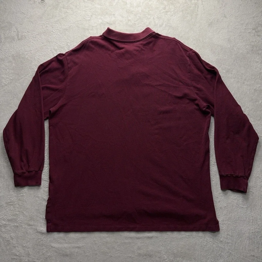 Polo Ralph Lauren Polo Shirt Mens 2XL Maroon Long Sleeve Cotton Pony Logo Casual